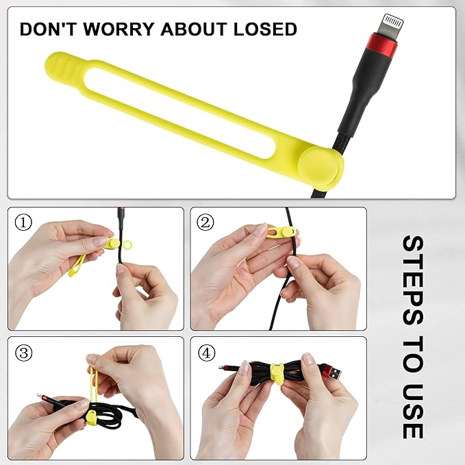 50Pcs Silicone Cable Ties Cord Organizer - Image 3