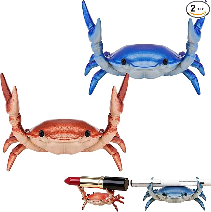 2 Pcs Crab Pen Holder, Creative Weightlifting Desk Crab Pen Holder Stand by Unknown
