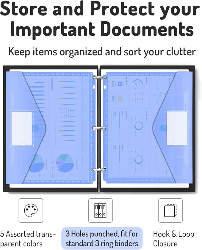 Forvencer Binder Pocket, 10 Pack Super Heavyweight Plastic Folders - Image 2
