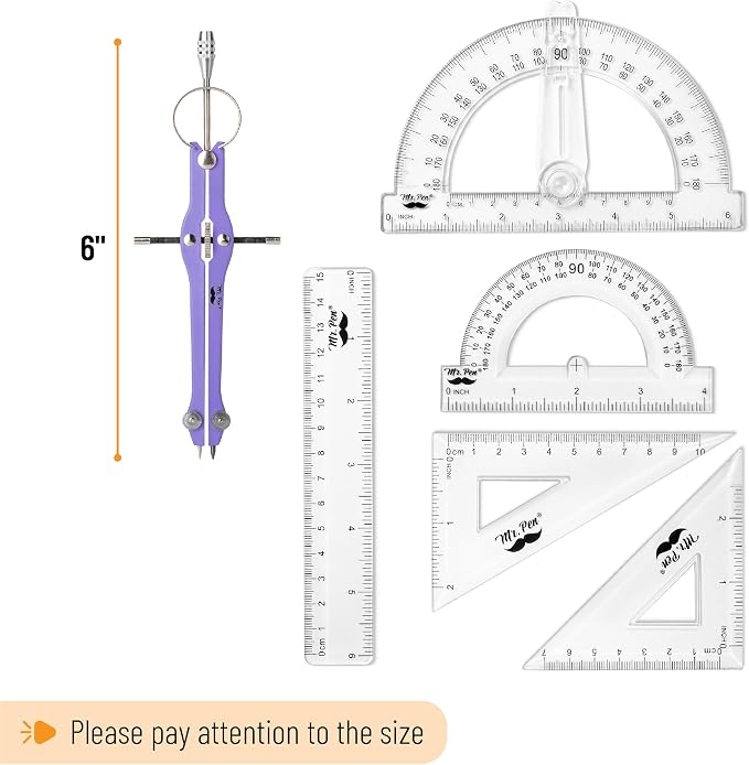 Mr. Pen- Geometry Set, 6 Inch Swing Arm Protractor, Divider | Set Squares - Image 4
