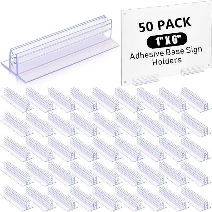 Fulmoon 50 Pcs Sign Holder, Adhesive Base Sign Holders Multiple Uses by Fulmoon