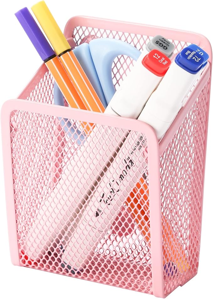 Magnetic Pencil Holder, Mesh Stainless Steel Pen Basket, Metal Writing Utensil by Sanpaint