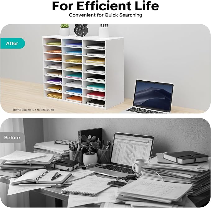 Literature Organizer, Desktop File Sorter Mail Center, Paper Storage Cabinet - Image 4