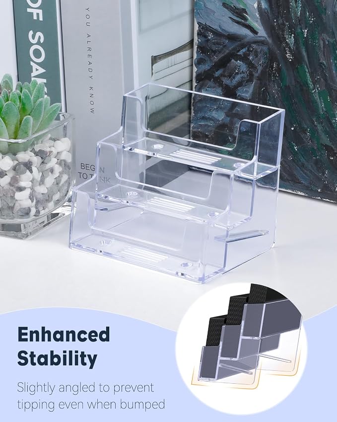 Uniclife 4 Pack Acrylic Business Card Holder - Image 4