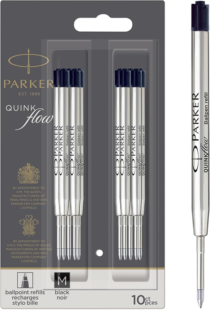 Parker QUINKflow Authentic Black Ink Refills, Medium Point, by Unknown