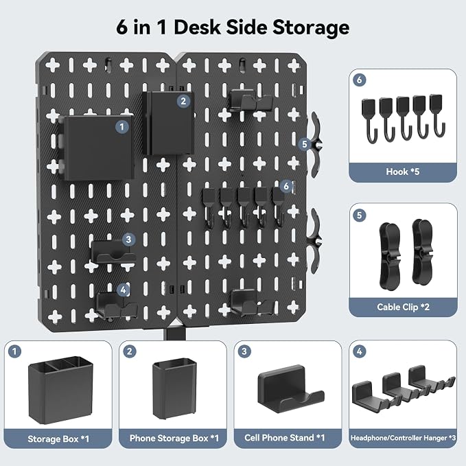 KDD 7 in 1 Clamp-on Desk Pegboard - Image 3