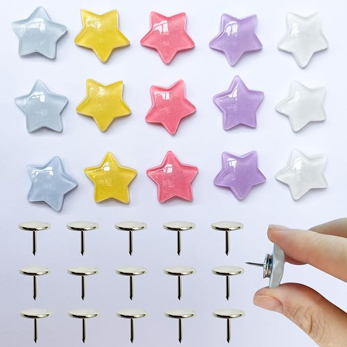 Star Magnetic Push Pins, 15 Thumb Tacks by KEYDUACU