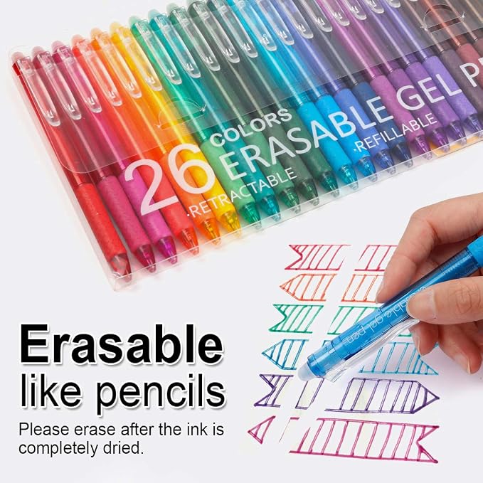 Vanstek 26 Colors Erasable Gel Pens, Retractable Erasable Pens Clicker - Image 2