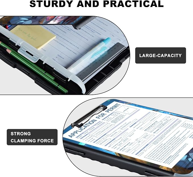 Clipboard with Storage, Storage Clipboard with Pen Holder, Heavy Duty Plastic - Image 3