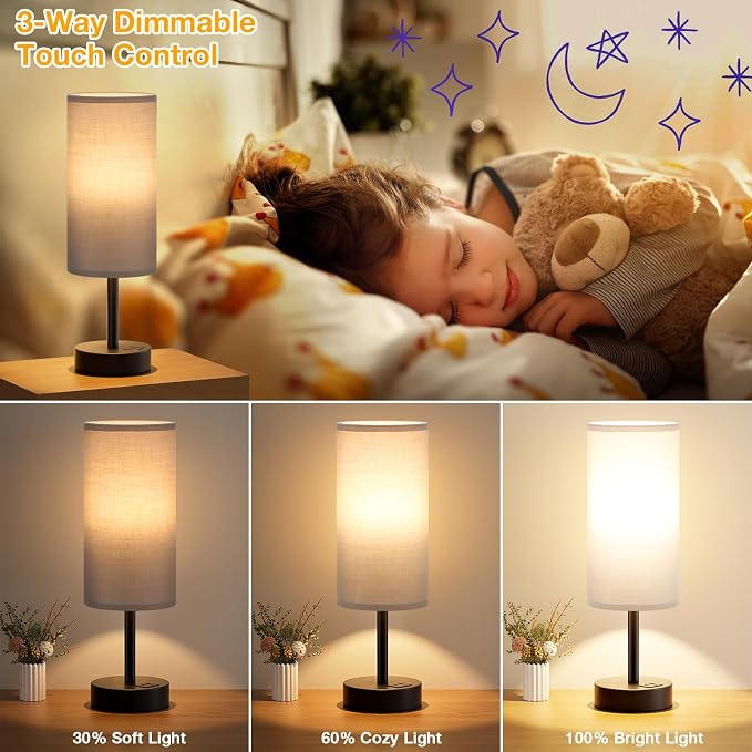 Dicoool Grey Touch Bedside Lamp - Image 3