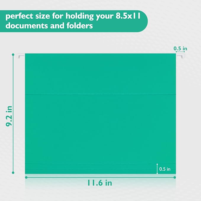 25 Packs Hanging File Folders, Bright Green Hanging File Folders Letter Size - Image 2