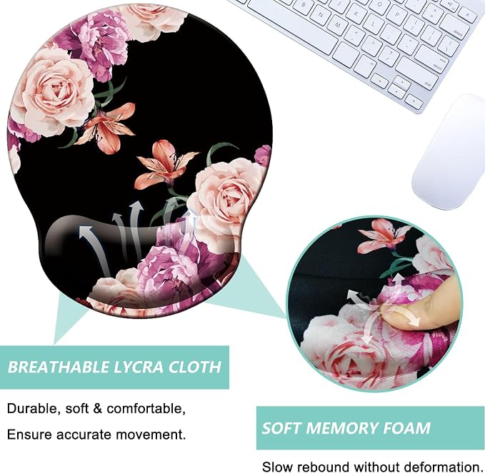 Mouse Pad with Wrist Support, Ergonomic Mouse Pad with Memory Foam Wrist Rest - Image 3