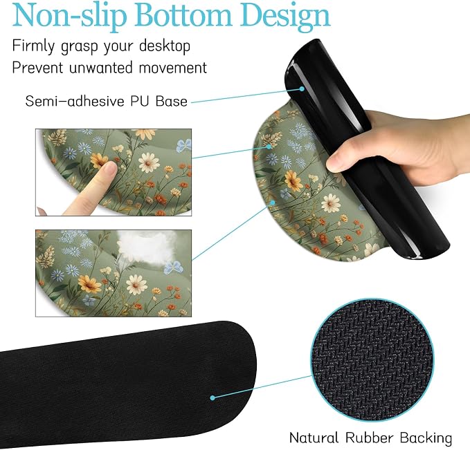 LIMKRIAN Floral Desk Mat Set, Cute Green Desk Accessories Gifts - Image 5