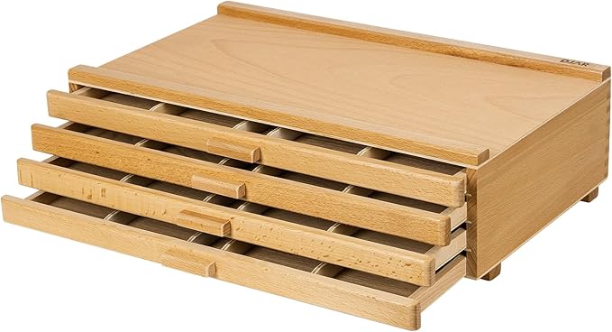 DJAR 4-Drawer Beech Wood Art Supply Storage Box by DJARARTTOOL