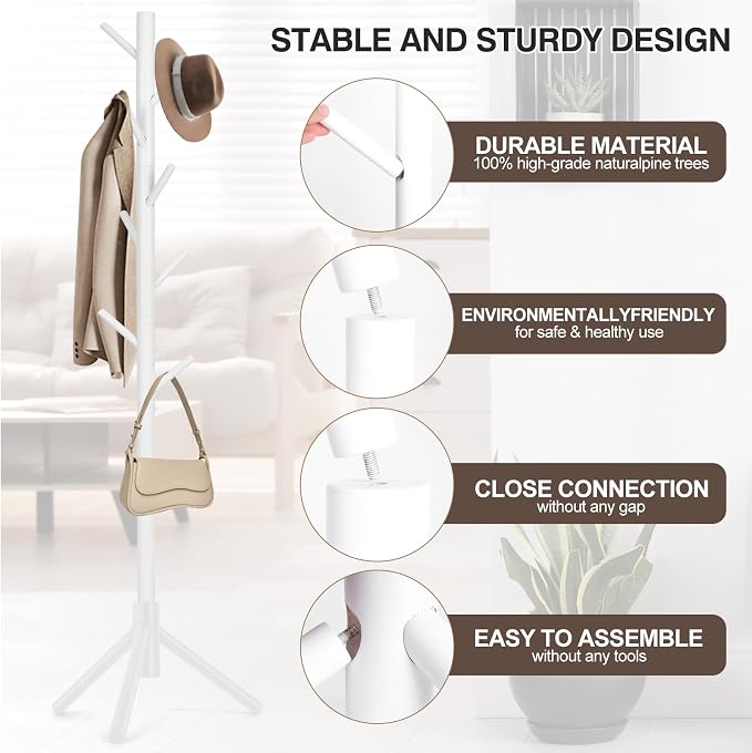 WANGMUXIA 2 PCS Coat Rack, Freestanding Coat Rack - Image 5