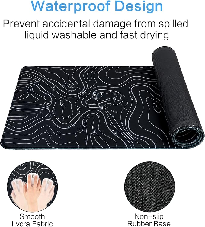 Gaming Mouse Pad Large 31.5 x 11.8in Topographic Keyboard Mousepad - Image 5