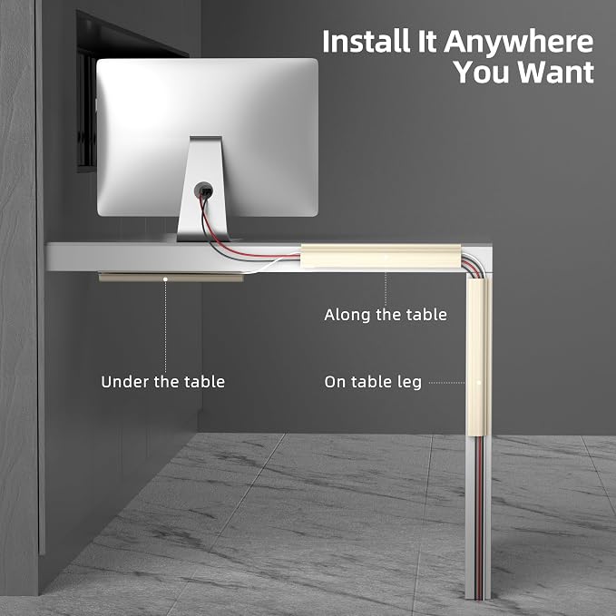 YECAYE 157in Cable Management, Cord Organizer, Easy Install Self-Adhesive Cord - Image 4
