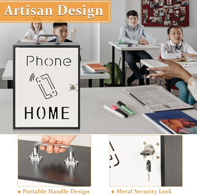 Cell Phone Holder Classroom 36 Slots Wooden Cell Phone Storage Cabinet Pocket - Image 3