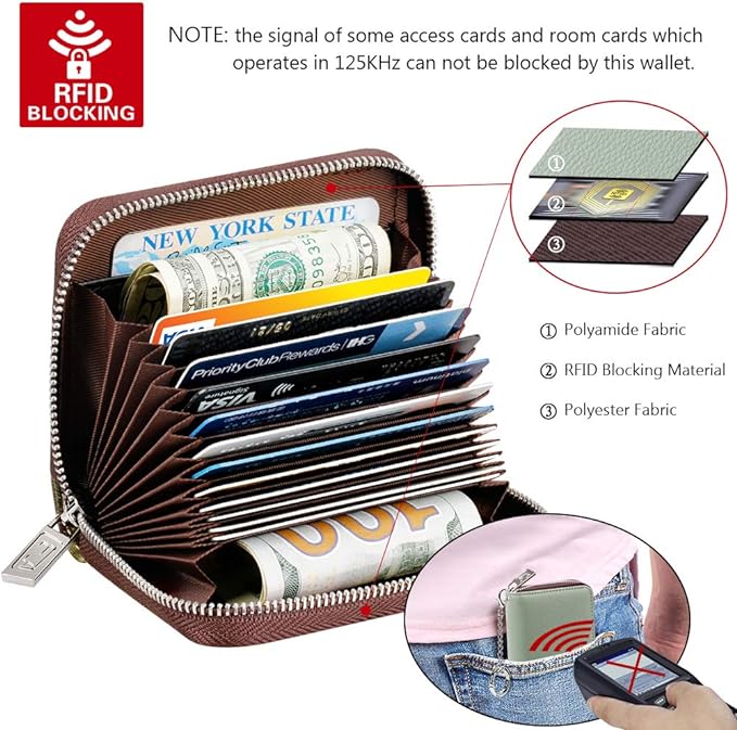 FurArt Zipper Wallet Women, RFID Blocking Credit Card Wallet, Business Card - Image 5