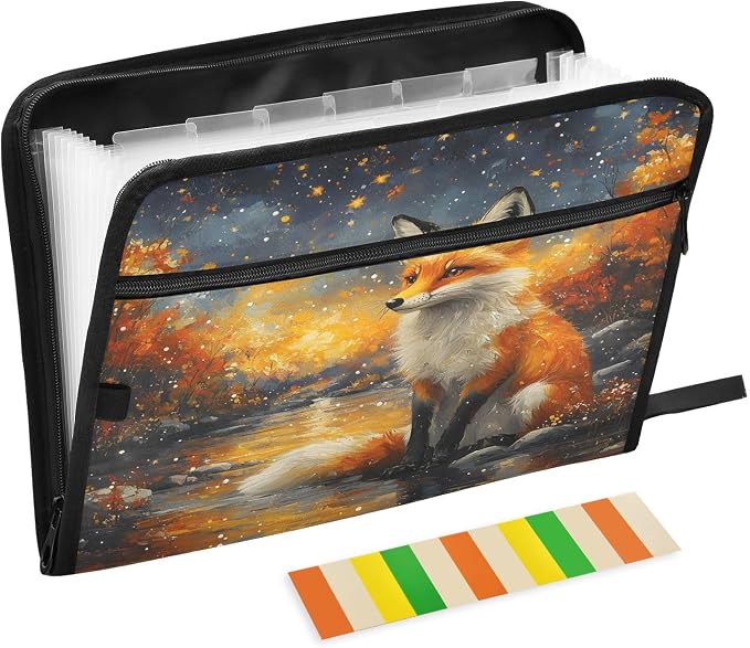 Expanding File Folder Funny Magic Fox Accordion File Organizer 13 Pockets by ALAZA