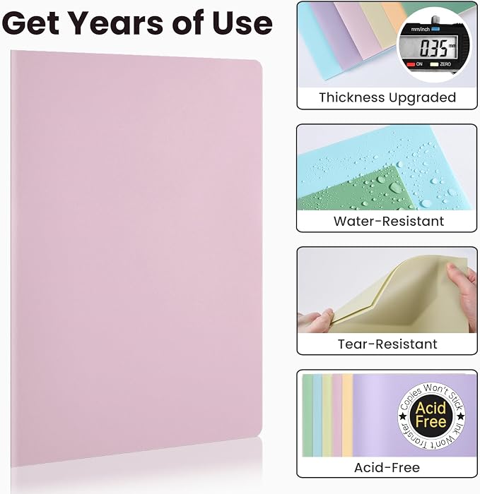 Sooez 6Pack Folders with Pockets, Pastels Colors, Heavy Duty Pocket Folder - Image 3