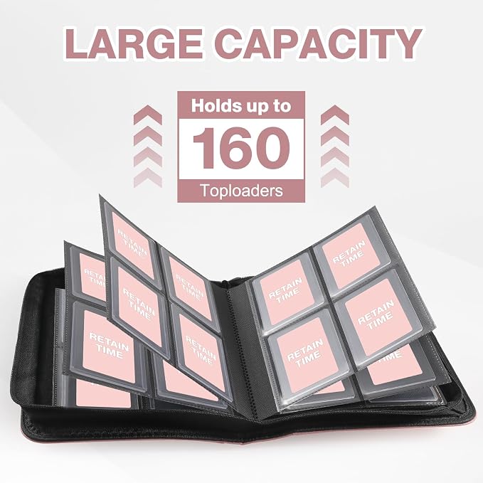 Toploader Binder, Holds 160 Toploaders, 100 Toploaders INCLUDED, 4-Pocket PU - Image 4