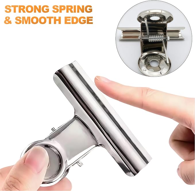 Stainless Steel Metal Hinge Clips Assorted Pack, Large Bulldog Clips 3 Inch & 2 - Image 4