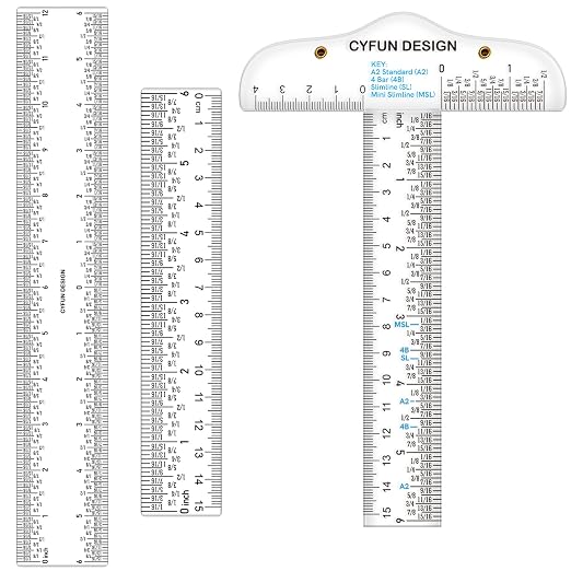 6/12inch Clear Acrylic Ruler 3 Pack Zero-Centering Ruler by CYFUNDESIGN