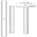 6/12inch Clear Acrylic Ruler 3 Pack Zero-Centering Ruler by CYFUNDESIGN