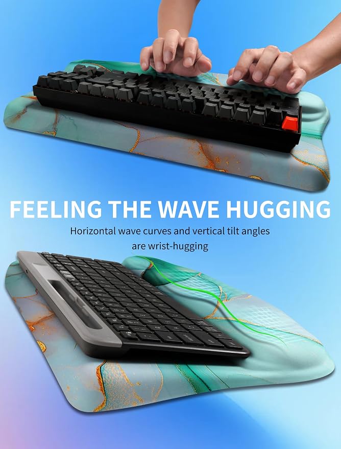 Ergonomic Wave Wrist Rest with Keyboard Stand, Cushioned Palm Rest, Comfortable - Image 4