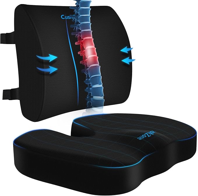 CushZone Ergonomic Seat Cushion & Lumbar Support Pillow by CushZone