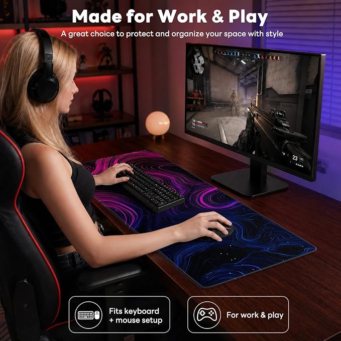 Desk Mat, Big Desk Pad, 31.5x11.8 Inches Extended Big Gaming Mouse Pad - Image 7