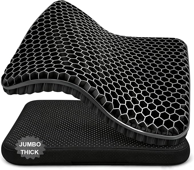 Gel Seat Cushion for Long Sitting Hip Pain, 20x20inch Jumbo Thick Soft & by Helishy