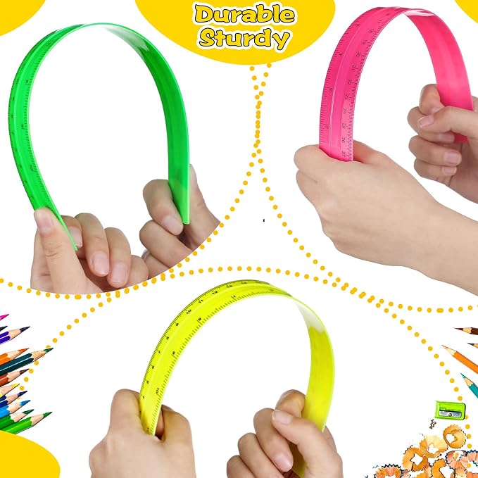 Teling 192 Pack Rulers Bulk for Classroom Transparent Colorful Metric Rulers - Image 3