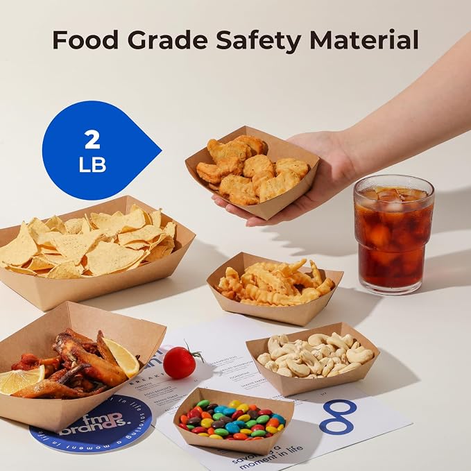 Fit Meal Prep [250 Pack 2 lb Paper Food Boats Heavy Duty Disposable Food Trays - Image 3