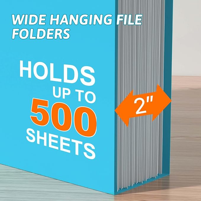 Plastic Hanging File Folder Extra Capacity, 12 Pack Reinforced Hang Folders - Image 4
