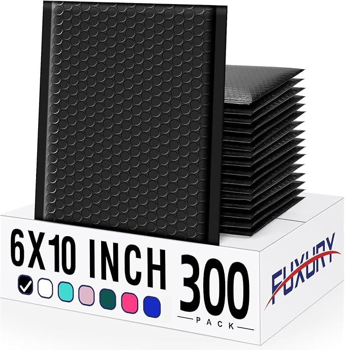 Fuxury 300 Pack Black Bubble Mailers 6x10 Inch, Small Bubble Shipping by Fuxury