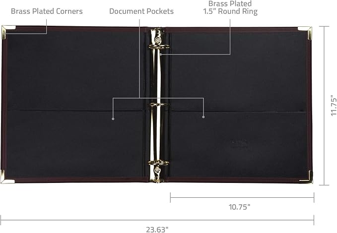 Samsill Classic Collection Leather 3 Ring Binder, Executive Presentation - Image 4