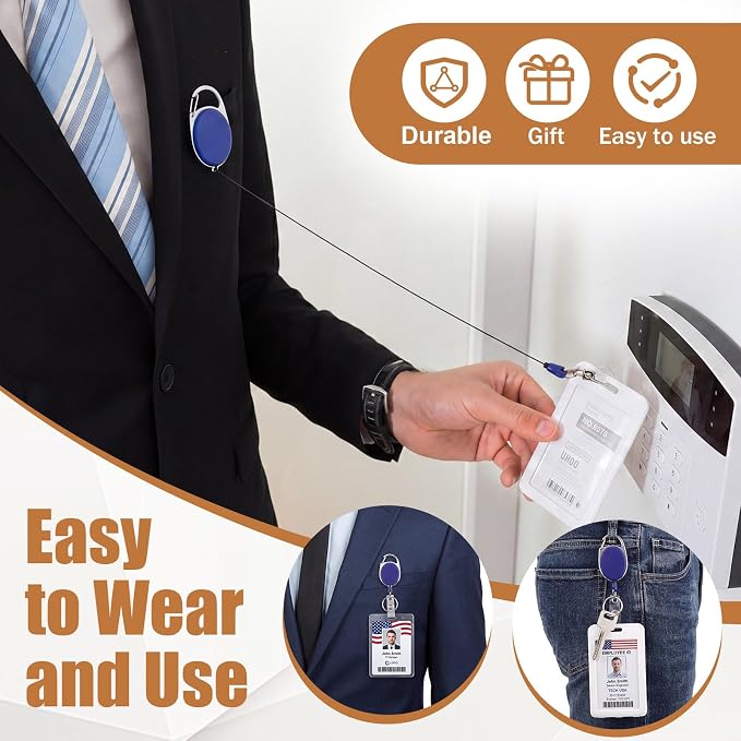 Laumoi 150 Pcs Retractable ID Badge Holder Name ID Badge Reel Clips Keychain - Image 4