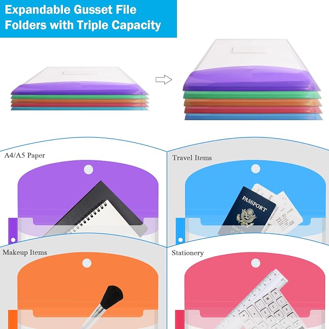 10 Pack Binder Folders with Pockets 11 Holes Expandable Dividers - Image 3