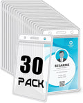 BESARME 30 Pack Vertical ID Badge Holders Clear Plastic Waterproof Card Holder by BESARME