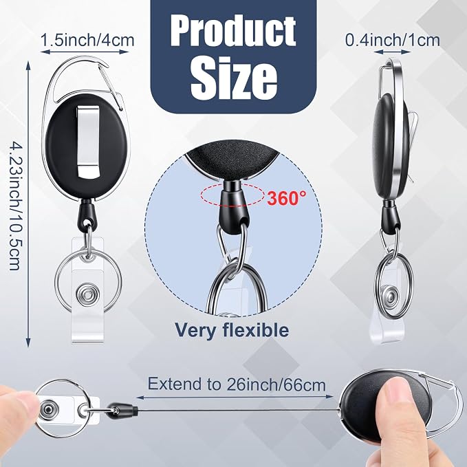 Honoson 270 Pcs Heavy Duty Retractable Badge Reels Batch ID Badge Holder - Image 2