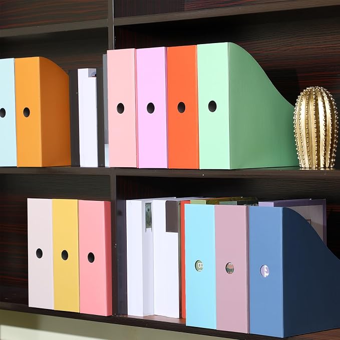 Colarr 12 Pack Cardboard Magazine Holders 12 Colors Magazine Storage Box - Image 5