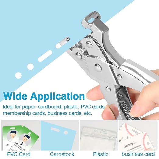 2 in 1 Badge Slot Hole Punch for ID Cards, Heavy Duty Hand Punch Metal Hole - Image 3
