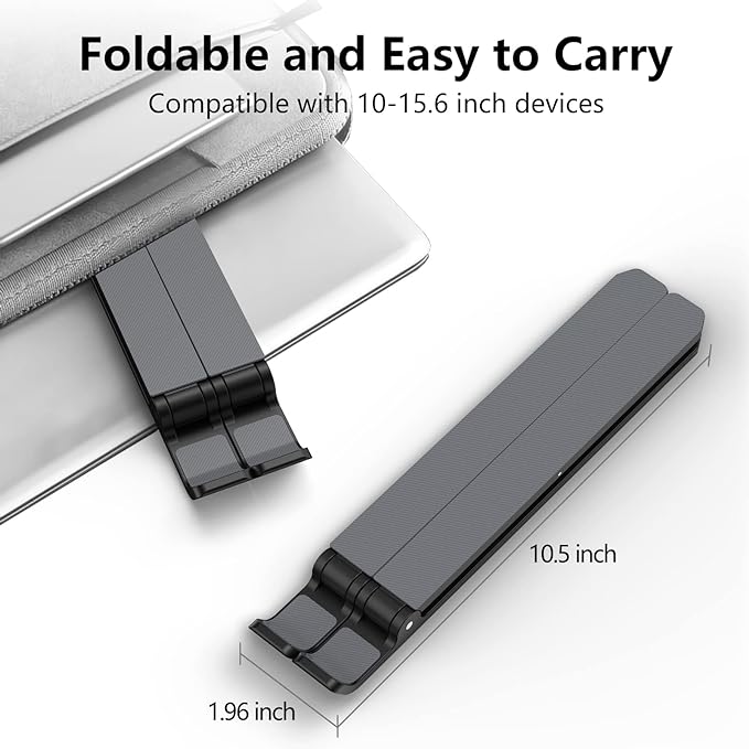 Tonmom Laptop Stand for Desk, Adjustable Laptop Riser ABS+Silicone Foldable - Image 4