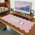 iCasso Pink Leather Desk Mat, Extra Large Scalloped Mouse Pad by iCasso