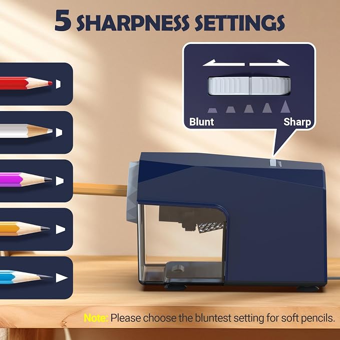 AFMAT Electric Pencil Sharpener, Fast & Hands-Free, 10K+ Uses, 5 Nibs, Fully - Image 5
