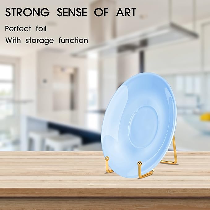 Decolore 6 inch 3 Pack Gold Metal Display Stands Plate Stands Plate Holder - Image 5