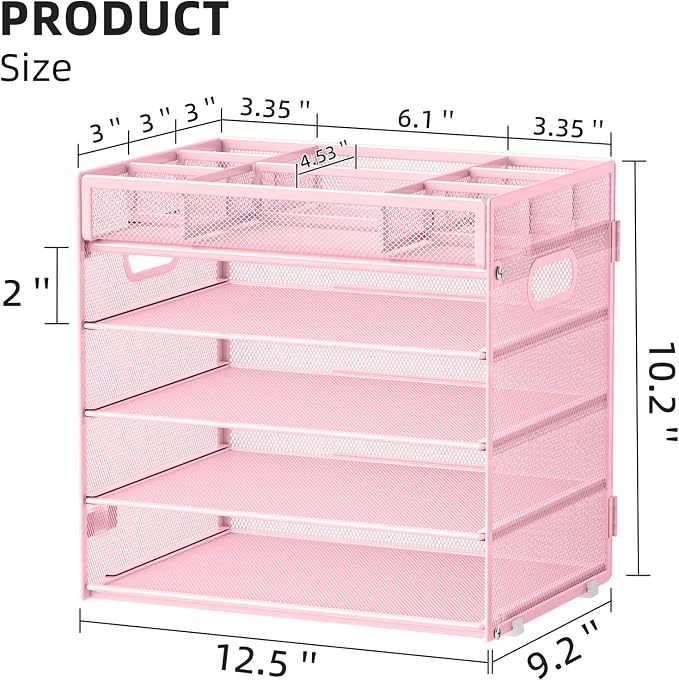 Marbrasse 5 Tier Paper Organizer Letter Tray, Mesh Desk File Organizer - Image 2