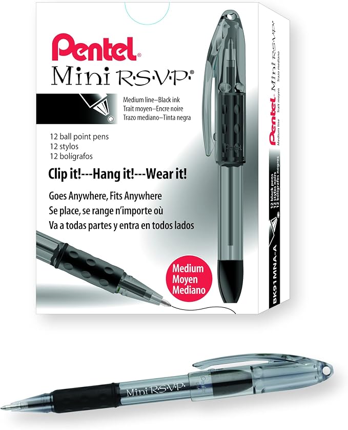 Pentel RSVP Mini Ballpoint Pen, Medium Line, Box of 12 by PentelofAmerica